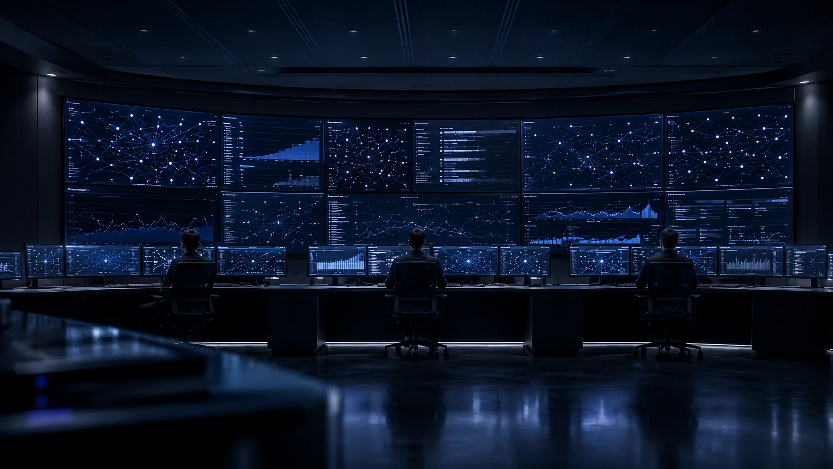 Marvel Telecom network operations centre at night